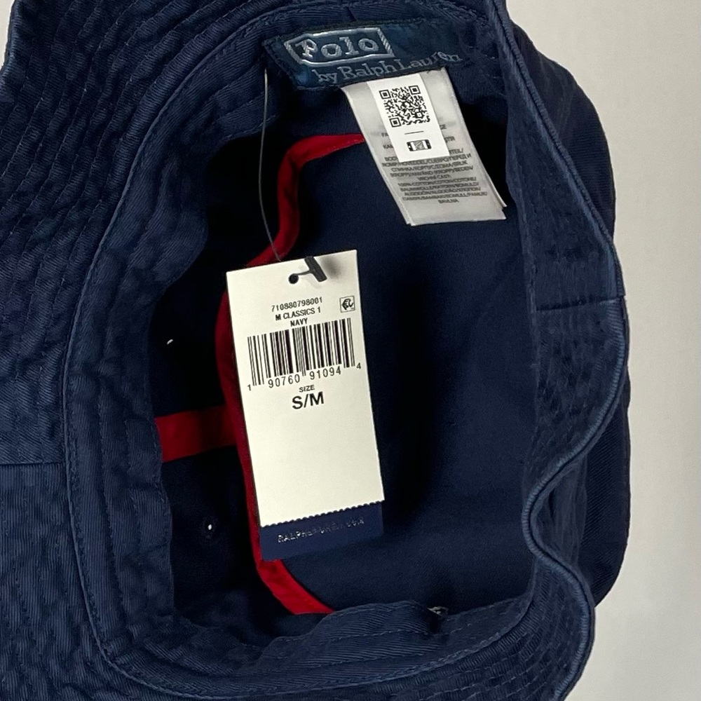 New Polo Ralph Lauren Bear Bucket Hat Navy Blue Small/Medium - Picture 3 of 3